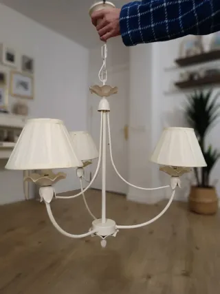 Lámpara de techo huerro forja beige