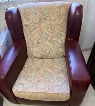 Butaca vintage tela y piel