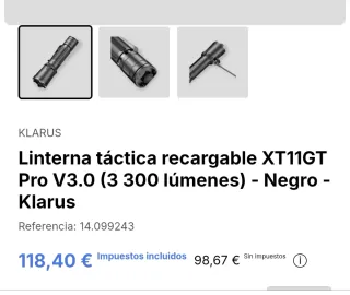 Linterna Táctica Klerus XT11 GT Pro