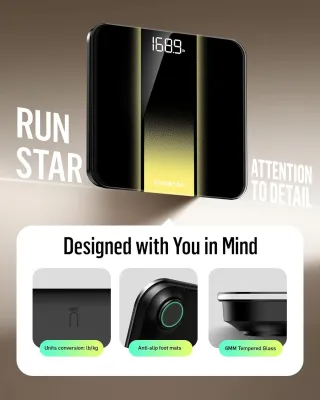 Báscula de baño digital RunStar, báscula de alta precisión, con pantalla LED retroiluminada