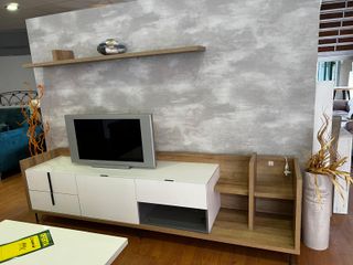 LQUIDACION MUEBLE SALON EN BLANCO Y MADERA