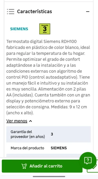 Termostato Siemens RDH100