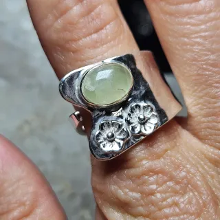 Anillo Plata 925 Ajustable Prehnita