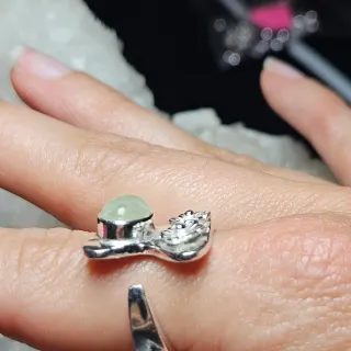 Anillo Plata 925 Ajustable Prehnita