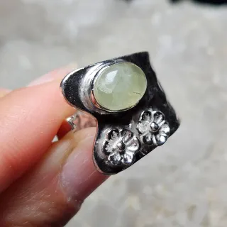 Anillo Plata 925 Ajustable Prehnita