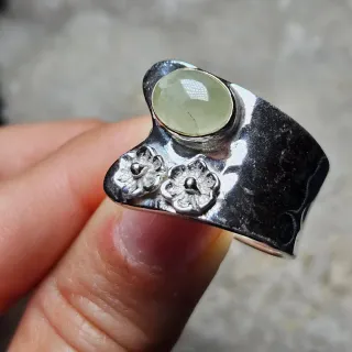 Anillo Plata 925 Ajustable Prehnita