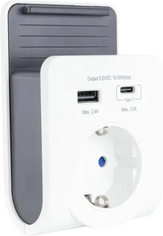 REV Cargador USB – Adaptador de Enchufe con práctica Bandeja para Smartphone