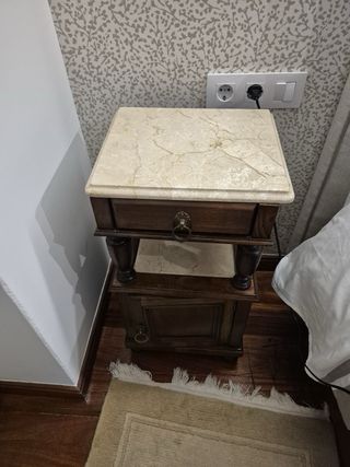 Mesitas de Noche Vintage Madera y Mármol
