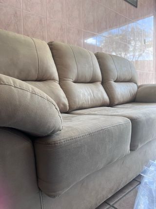 Sofá 3 plazas beige ante