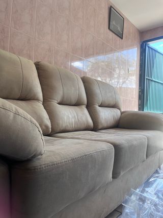 Sofá 3 plazas beige ante