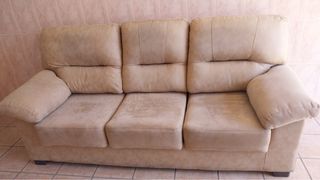 Sofá 3 plazas beige ante