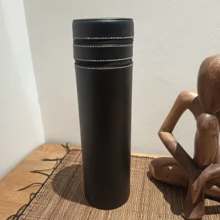 Estuche para vino de piel negro con cremallera