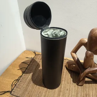 Estuche para vino de piel negro con cremallera