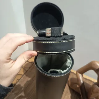 Estuche para vino de piel negro con cremallera