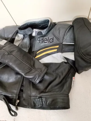 Giacca moto Held pelle nera e grigia