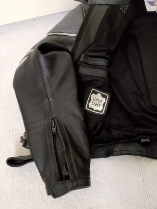 Giacca moto Held pelle nera e grigia