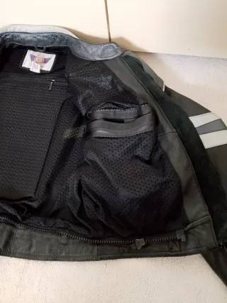 Giacca moto Held pelle nera e grigia