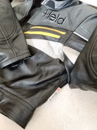 Giacca moto Held pelle nera e grigia