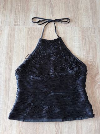 Top halter flecos negro Zara