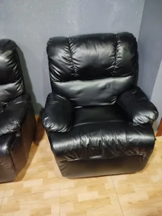 2 Sillones Relax Piel Sintética Negros