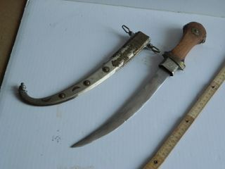 Coltello Koummya ottone e argento cesellato