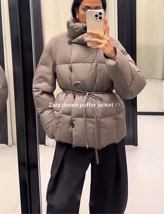 Chaqueta acolchada Zara marrón talla única