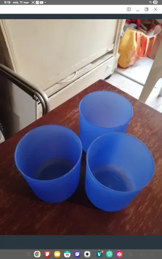 Lote 3 vasos resina azul