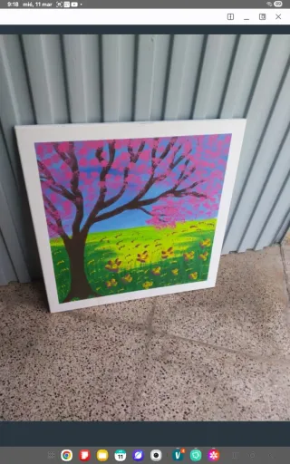 Lienzo Árbol Rosa 50x50 cm