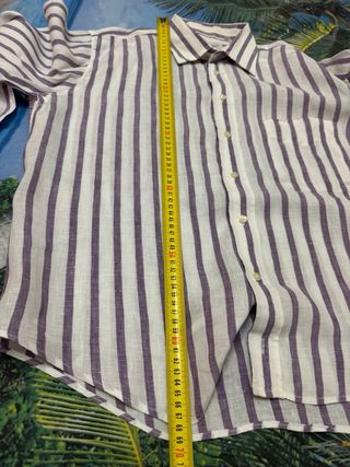 Camicia Lino Raphael Righe Viola/Bianco Tg L
