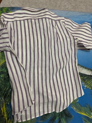 Camicia Lino Raphael Righe Viola/Bianco Tg L