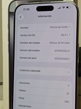 iPhone 16 Pro Max 256GB - EXCELENTE
