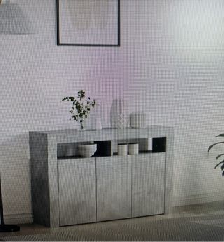 Mueble de salón moderno madera y cristal