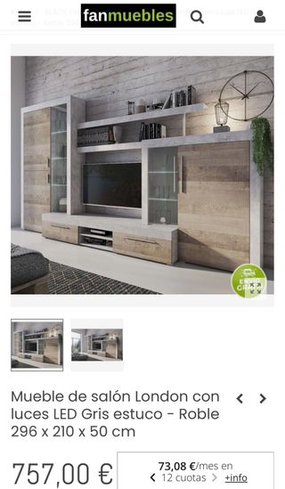 Mueble de salón moderno madera y cristal