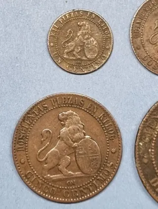 4 Monedas Gobierno Provisional 1870