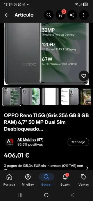 Oppo Reno 11 256GB Pantalla Rota