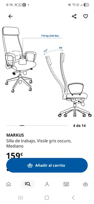 Silla de oficina / ordenador Markus Ikea