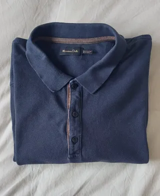 Polo Massimo Dutti manga larga azul XL