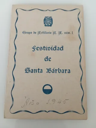 Minuta o menú antiguo Festividad Santa Bárbara 194