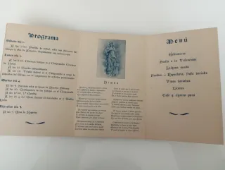 Minuta o menú antiguo Festividad Santa Bárbara 194