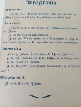 Minuta o menú antiguo Festividad Santa Bárbara 194