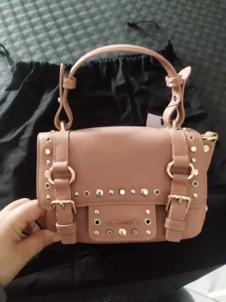 Borsa pelle LA CARRIE nuova mano tracolla rosa
