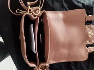 Borsa pelle LA CARRIE nuova mano tracolla rosa