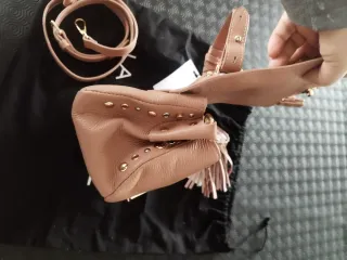 Borsa pelle LA CARRIE nuova mano tracolla rosa