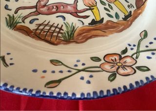 Plato de cerámica pintado a mano CAZADOR