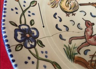 Plato de cerámica pintado a mano CAZADOR