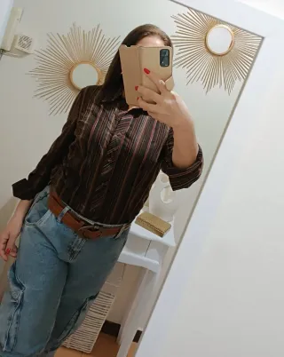 Camicia donna righe marrone