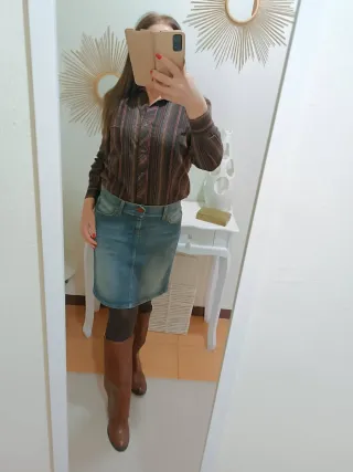Camicia donna righe marrone