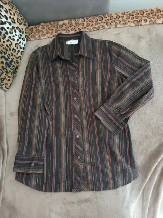 Camicia donna righe marrone