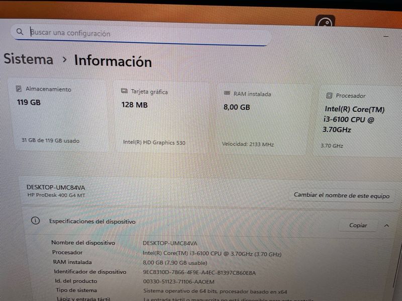 Ordenador HP ProDesk Negro Montado en domicilio afbeelding 2