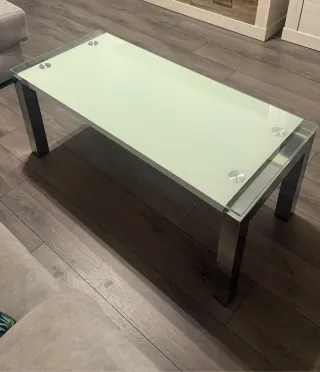 Mesa de salón elevable cristal y metal